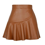 High Waist Ruffles Irregular Asymmetric Leather Skirt Skirt Sexy Sexy Faux Leather Skirt Women Clothing - Quality Home Clothing| Beauty