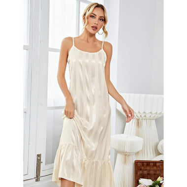 Strap Pajamas Women Summer High Grade Artificial Silk Nightdress Women Sexy Long Home Wear - Quality Home Clothing| Beauty