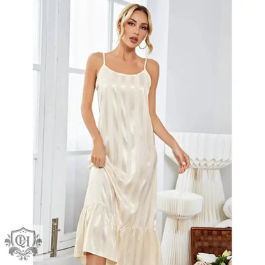 Strap Pajamas Women Summer High Grade Artificial Silk Nightdress Women Sexy Long Home Wear - Quality Home Clothing| Beauty