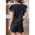 Ruffle Sleeve Top & Drawstring Shorts - Clothing