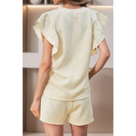 Ruffle Sleeve Top & Drawstring Shorts - Clothing