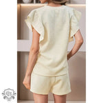 Ruffle Sleeve Top & Drawstring Shorts - Clothing