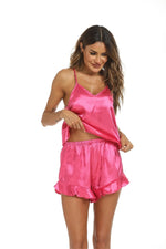 ​Silky Ruffle Sleeveless Pajama Set -  QH Clothing