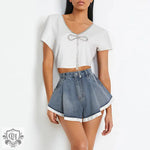 "Ruffled Denim Shorts – Summer Chic" - QH Clothing