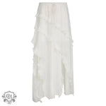 French Gentle Split Irregular Asymmetric Ruffled Thin Solid Color Skirt - Quality Home Clothing| Beauty