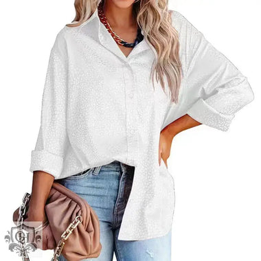 Women Shirt Autumn Comfort Satin Gravel Pattern Long Sleeve Loose Women  Top - Quality Home Clothing| Beauty