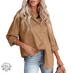 Women Shirt Autumn Comfort Satin Gravel Pattern Long Sleeve Loose Women  Top - Quality Home Clothing| Beauty