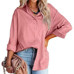 Women Shirt Autumn Comfort Satin Gravel Pattern Long Sleeve Loose Women  Top - Quality Home Clothing| Beauty