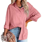 Women Shirt Autumn Comfort Satin Gravel Pattern Long Sleeve Loose Women  Top - Quality Home Clothing| Beauty