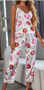 Summer Sexy Pajamas Set Sling Lace Satin Artificial Silk Trousers Home Wear - Quality Home Clothing| Beauty