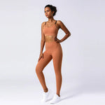 Nude Feel Yoga Suit Women High Waist No Embarrassment Line Yoga Fitness Suit Running Sports Suit - Quality Home Clothing| Beauty