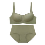 Seamless Square Collar Bra Set - S / Green Suit - Clothing