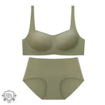 Seamless Square Collar Bra Set - S / Green Suit - Clothing