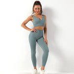 Seamless Yoga Bra & Trousers Set - Clothing