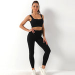 Seamless Yoga Bra & Trousers Set - S / Black Strap Bra Trousers - Clothing