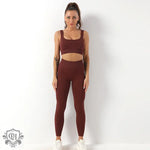 Seamless Yoga Bra & Trousers Set - S / Brown Strap Bra Trousers - Clothing