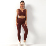 Seamless Yoga Bra & Trousers Set - S / Brown U-Shaped Bra Trousers - Clothing