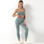 Seamless Yoga Bra & Trousers Set - S / Dark Blue Strap Bra Trousers - Clothing