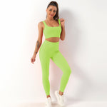 Seamless Yoga Bra & Trousers Set - S / Grass Green Strap Bra Trousers - Clothing