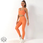 Seamless Yoga Bra & Trousers Set - S / Light Orange Strap Bra Trousers - Clothing