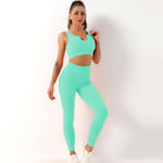 Seamless Yoga Bra & Trousers Set - S / Mint Green U-Shaped Bra Trousers - Clothing