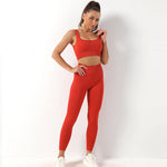 Seamless Yoga Bra & Trousers Set - S / Orange Strap Bra Trousers - Clothing