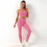 Seamless Yoga Bra & Trousers Set - S / Pink Strap Bra Trousers - Clothing