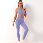 Seamless Yoga Bra & Trousers Set - S / Purple U-Shaped Bra Trousers - Clothing