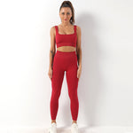 Seamless Yoga Bra & Trousers Set - S / Wine Red Strap Bra Trousers - Clothing