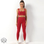 Seamless Yoga Bra & Trousers Set - S / Wine Red Strap Bra Trousers - Clothing