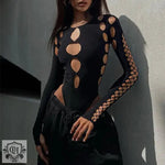 Autumn Women  Clothes Sexy Sexy Hollow Out Cutout Slim Figure Flattering Jumpsuit - Quality Home Clothing| Beauty