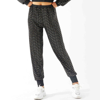 Sequin Ankle-Tied Casual Sweatpants - QH Clothing