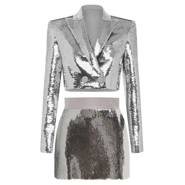 Sequin Jacket & Skirt Set - Clothing