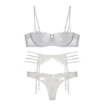 Sexy Rose Embroidered Bra Set - Clothing