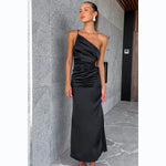 Summer Satin Sexy Oblique Shoulder Strap Dress - Quality Home Clothing| Beauty