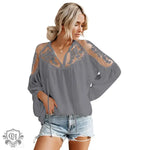 Sexy See-through V-neck Lace Shirt Chiffon Shirt Delivery - Quality Home Clothing| Beauty