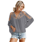 Sexy See-through V-neck Lace Shirt Chiffon Shirt Delivery - Quality Home Clothing| Beauty