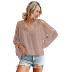 Sexy See-through V-neck Lace Shirt Chiffon Shirt Delivery - Quality Home Clothing| Beauty