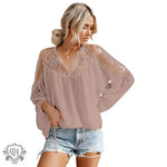 Sexy See-through V-neck Lace Shirt Chiffon Shirt Delivery - Quality Home Clothing| Beauty