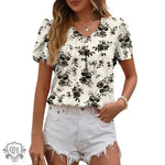 Summer Women Clothing Casual V neck Chiffon Shirt Floral Bud Sleeve Top - Quality Home Clothing| Beauty