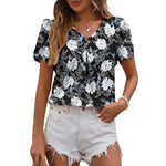 Summer Women Clothing Casual V neck Chiffon Shirt Floral Bud Sleeve Top - Quality Home Clothing| Beauty