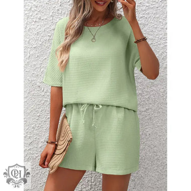 Short Sleeve Top & Shorts Set - Clothing