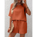 Short Sleeve Top & Shorts Set - S / Chocolate - Clothing