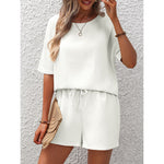 Short Sleeve Top & Shorts Set - S / White - Clothing