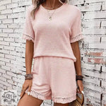 Short Sleeved Tassel Top & Shorts - Clothing