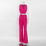 Short V-Neck Vest & Straight Leg Trousers - Clothing