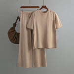 Side Split Top & Drawstring Trousers - One Size / Khaki - Clothing