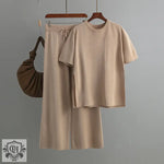 Side Split Top & Drawstring Trousers - One Size / Khaki - Clothing