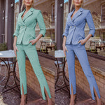 Side Split Trouser Suit - Clothing