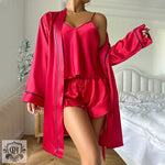 Ice Silk Pajamas Women Suspender Shorts Nightgown Three Piece Summer Comfortable Outerwear Homewear - Quality Home Clothing| Beauty